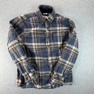 Field & Forest Legend Mens Medium Blue Gray Plaid Flannel Button‎ Down Shirt